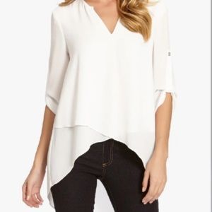 Karen Kane Asymmetrical Wrap Hem Off White Top Size XL
